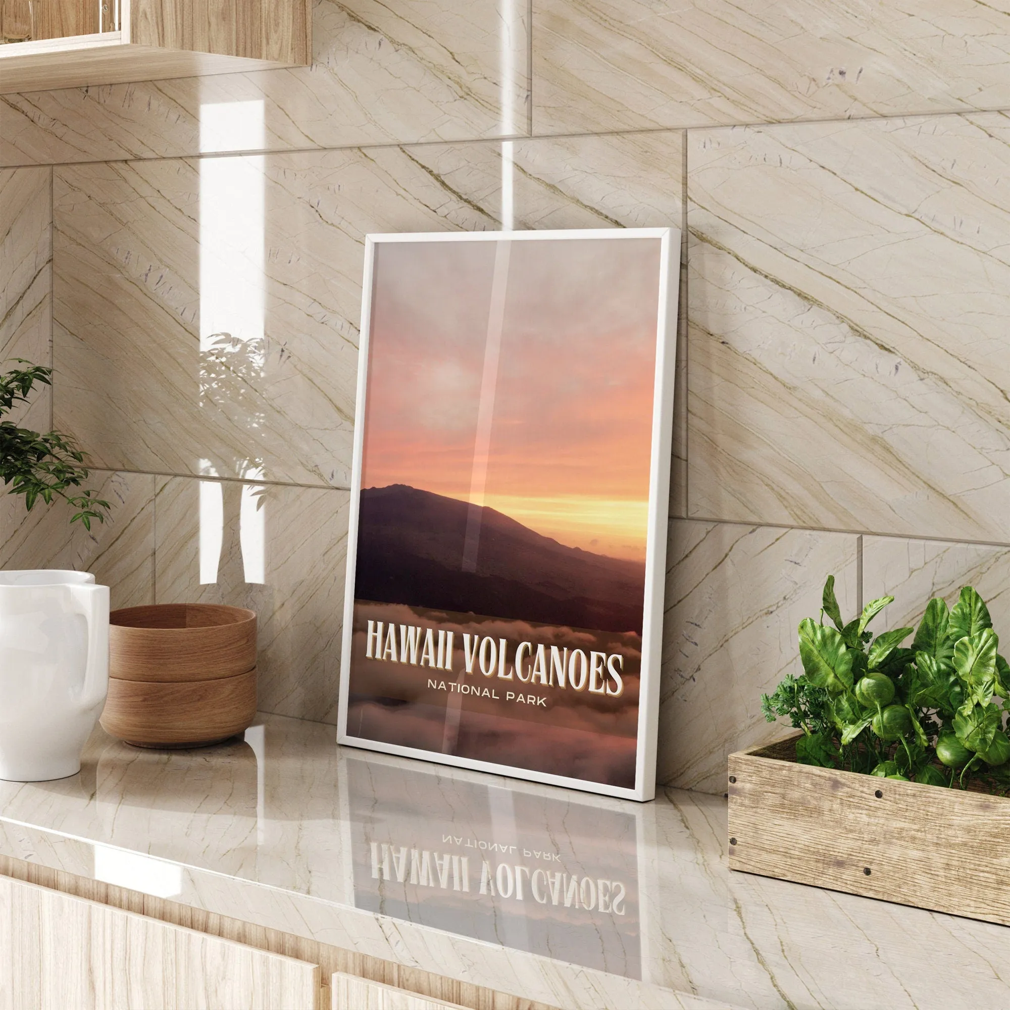 Hawaii Volcanoes Retro Wall Art, Hawaii, USA