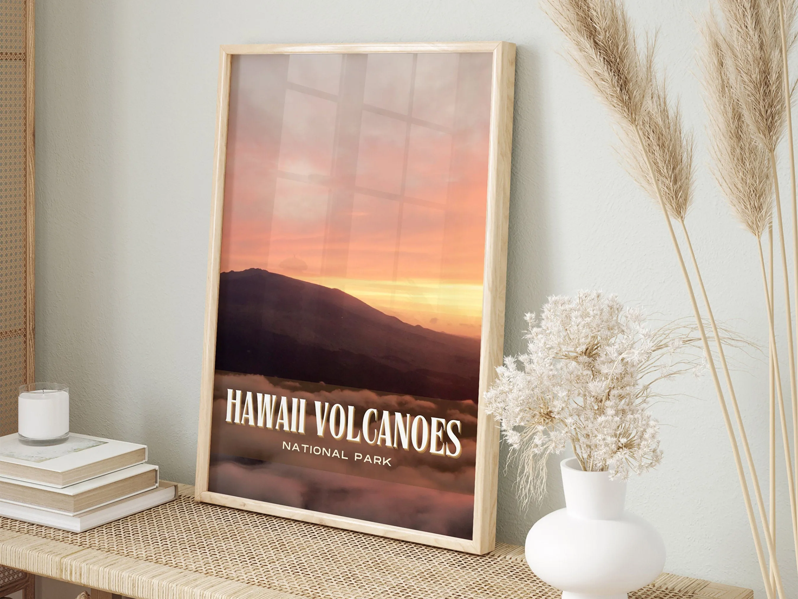 Hawaii Volcanoes Retro Wall Art, Hawaii, USA
