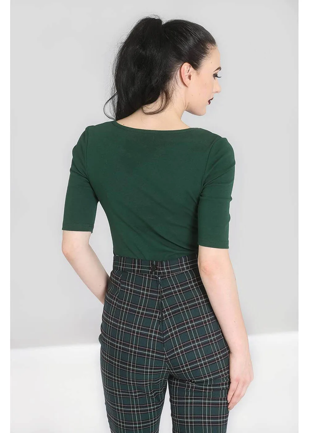 Hell Bunny Philippa 50's Top Dark Green