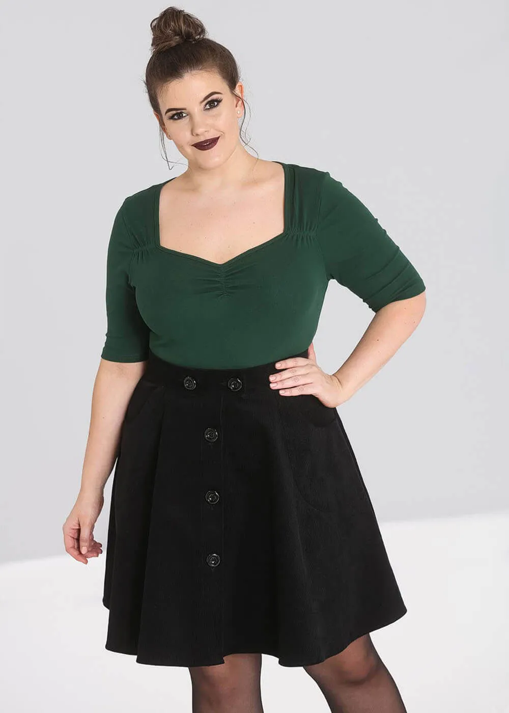 Hell Bunny Philippa 50's Top Dark Green