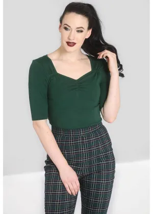 Hell Bunny Philippa 50's Top Dark Green