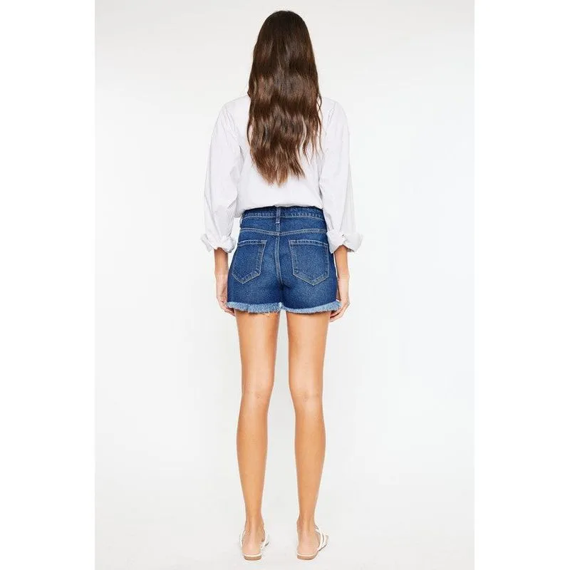 High Rise No Stitch Frayed Hem Shorts