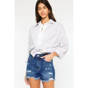 High Rise No Stitch Frayed Hem Shorts