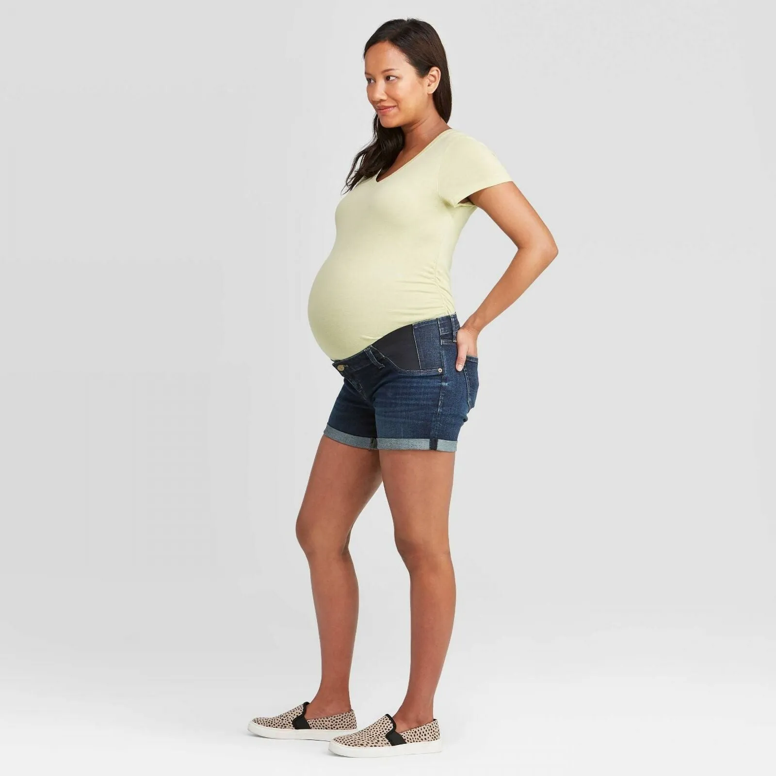 Isabel Maternity by Ingrid & Isabel Side Panel Midi Jean Shorts