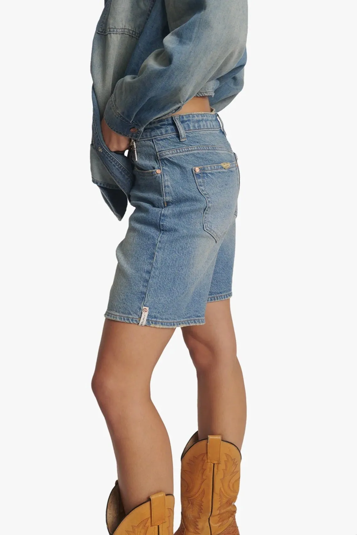 Jackson Mid Waist Wide Leg Shorts Texas Blue