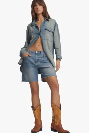 Jackson Mid Waist Wide Leg Shorts Texas Blue