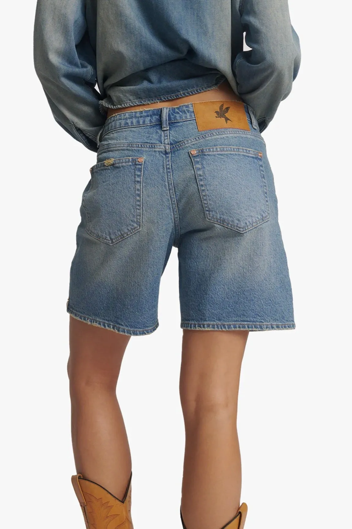 Jackson Mid Waist Wide Leg Shorts Texas Blue