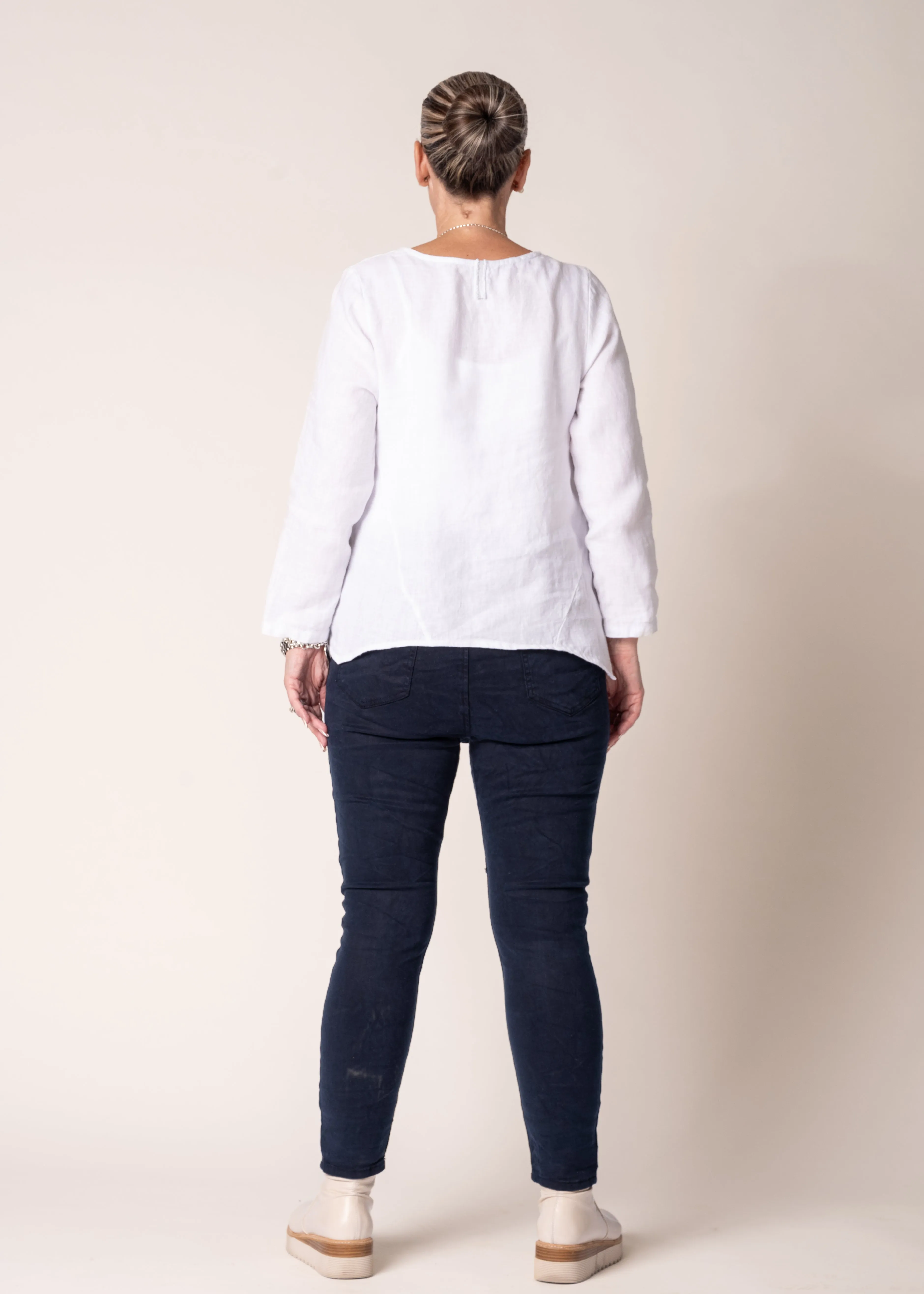 Kartely Linen Top in White