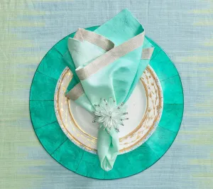 Kim Seybert Napkin Dip Dye Mint and Silver
