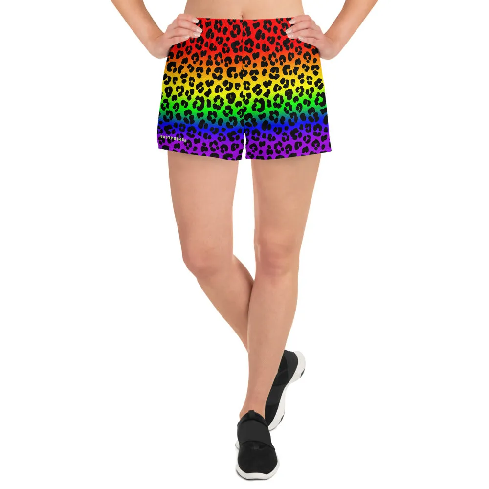 Leopard Print Women's Athletic Short Shorts All Over Print
