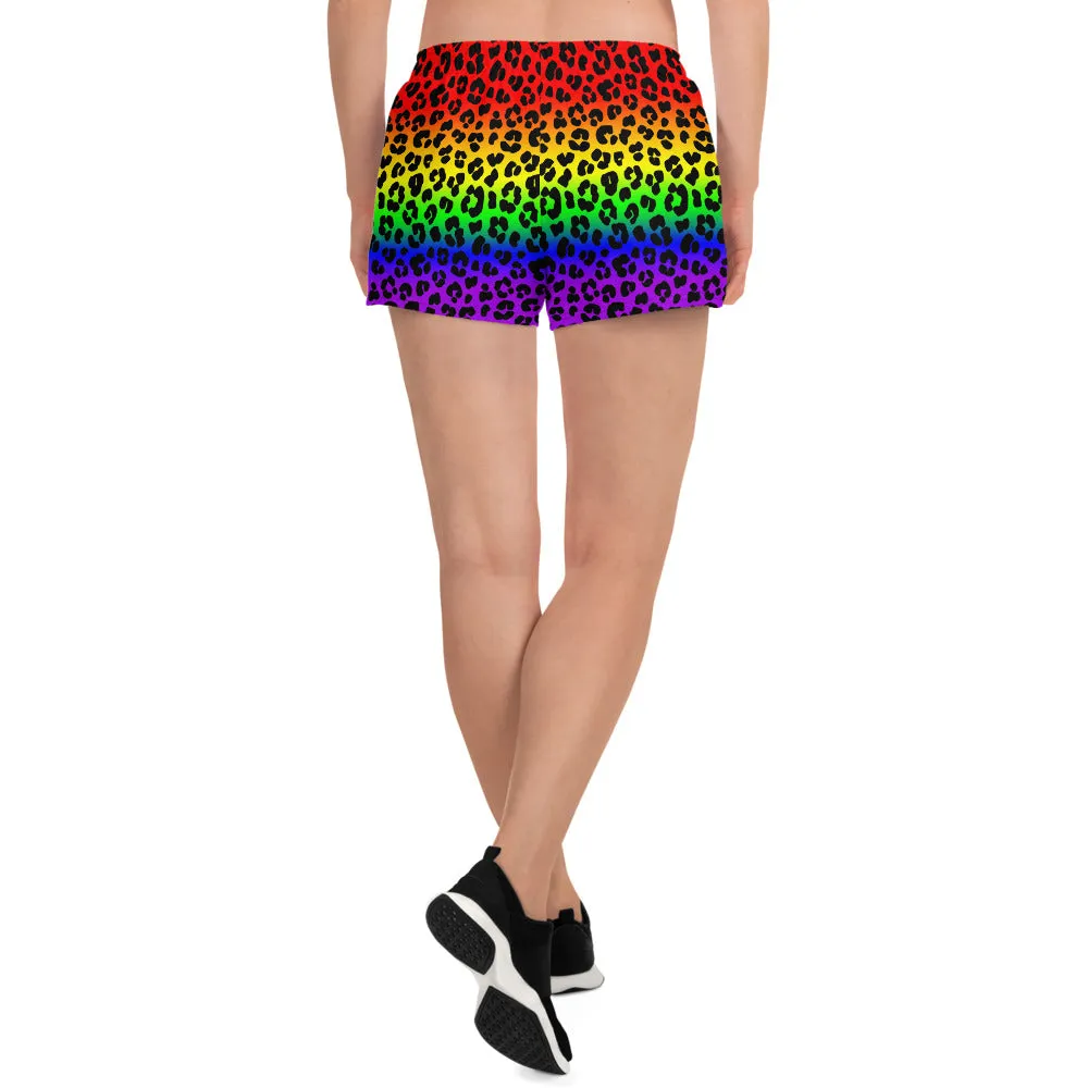 Leopard Print Women's Athletic Short Shorts All Over Print