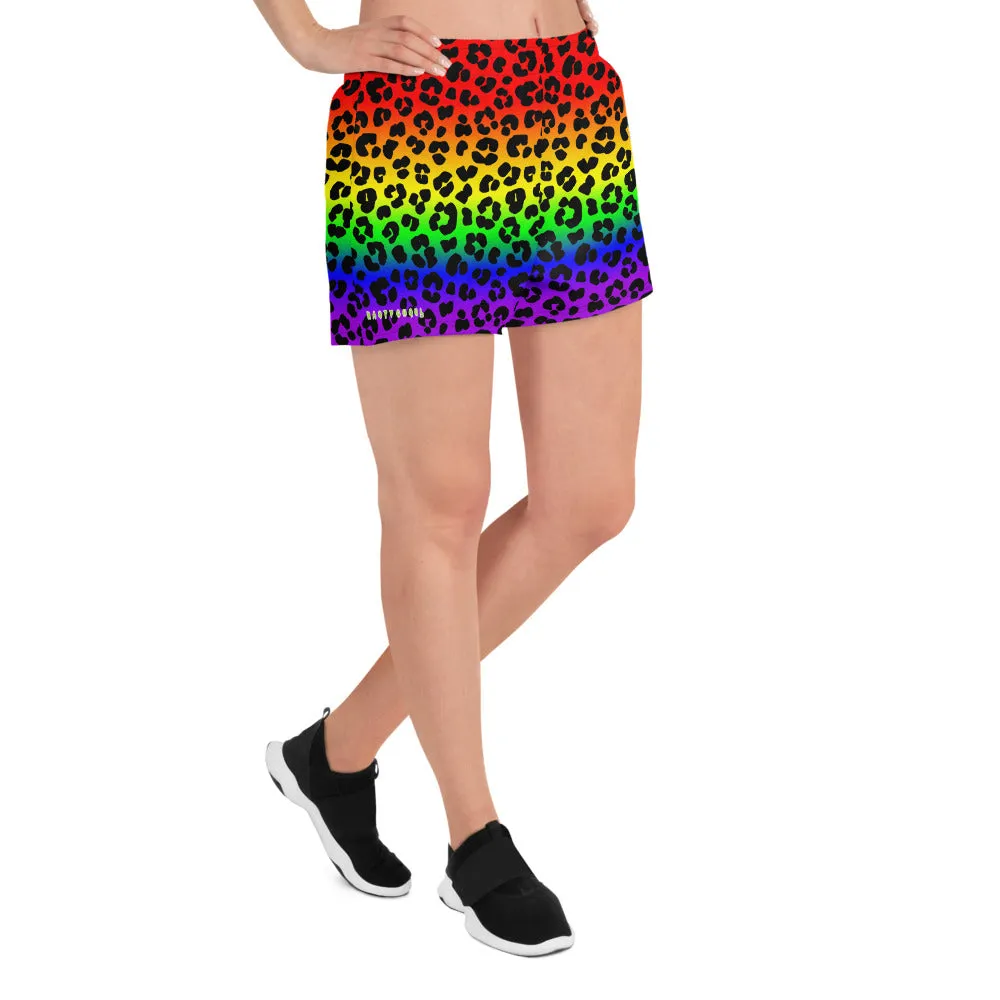 Leopard Print Women's Athletic Short Shorts All Over Print