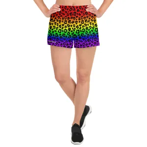 Leopard Print Women's Athletic Short Shorts All Over Print