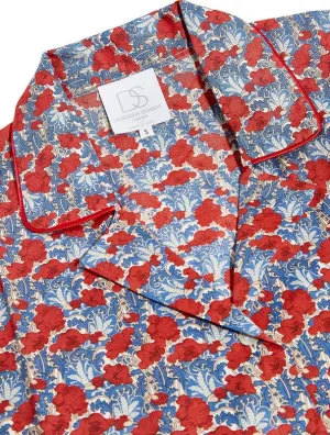 LIBERTY COTTON PAJAMAS - RED & BLUE FLOWER PRINT