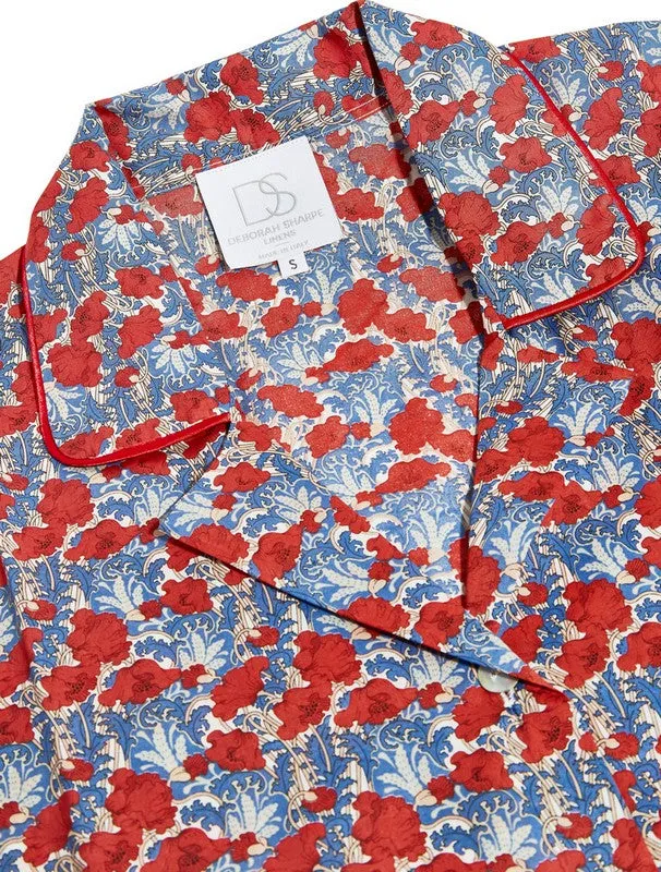 LIBERTY COTTON PAJAMAS - RED & BLUE FLOWER PRINT