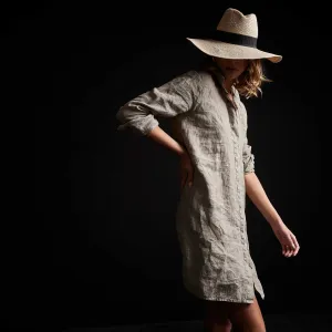 Lightweight Linen Shirt Dress - Silt Pigment