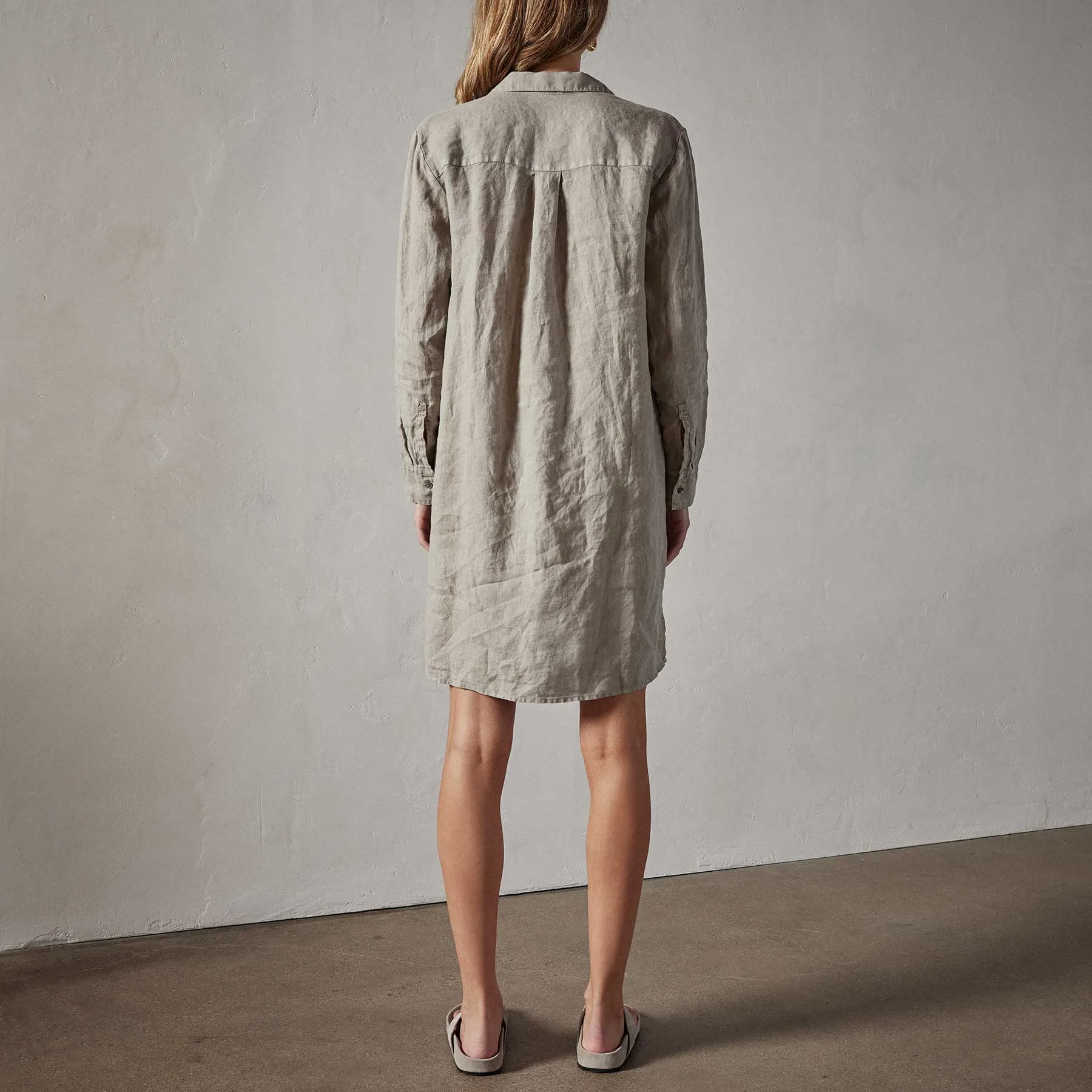 Lightweight Linen Shirt Dress - Silt Pigment