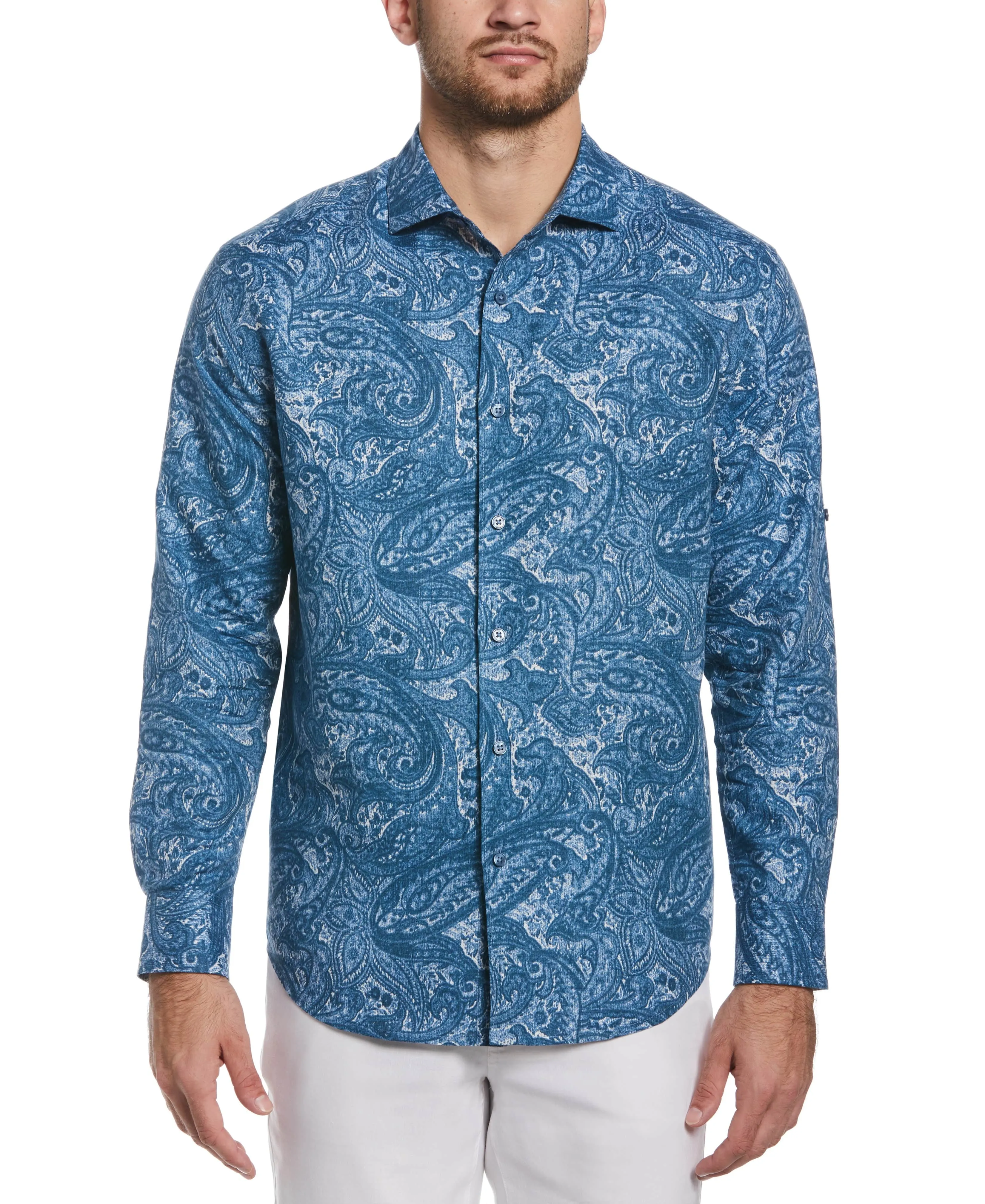 Linen Blend Paisley Print Shirt