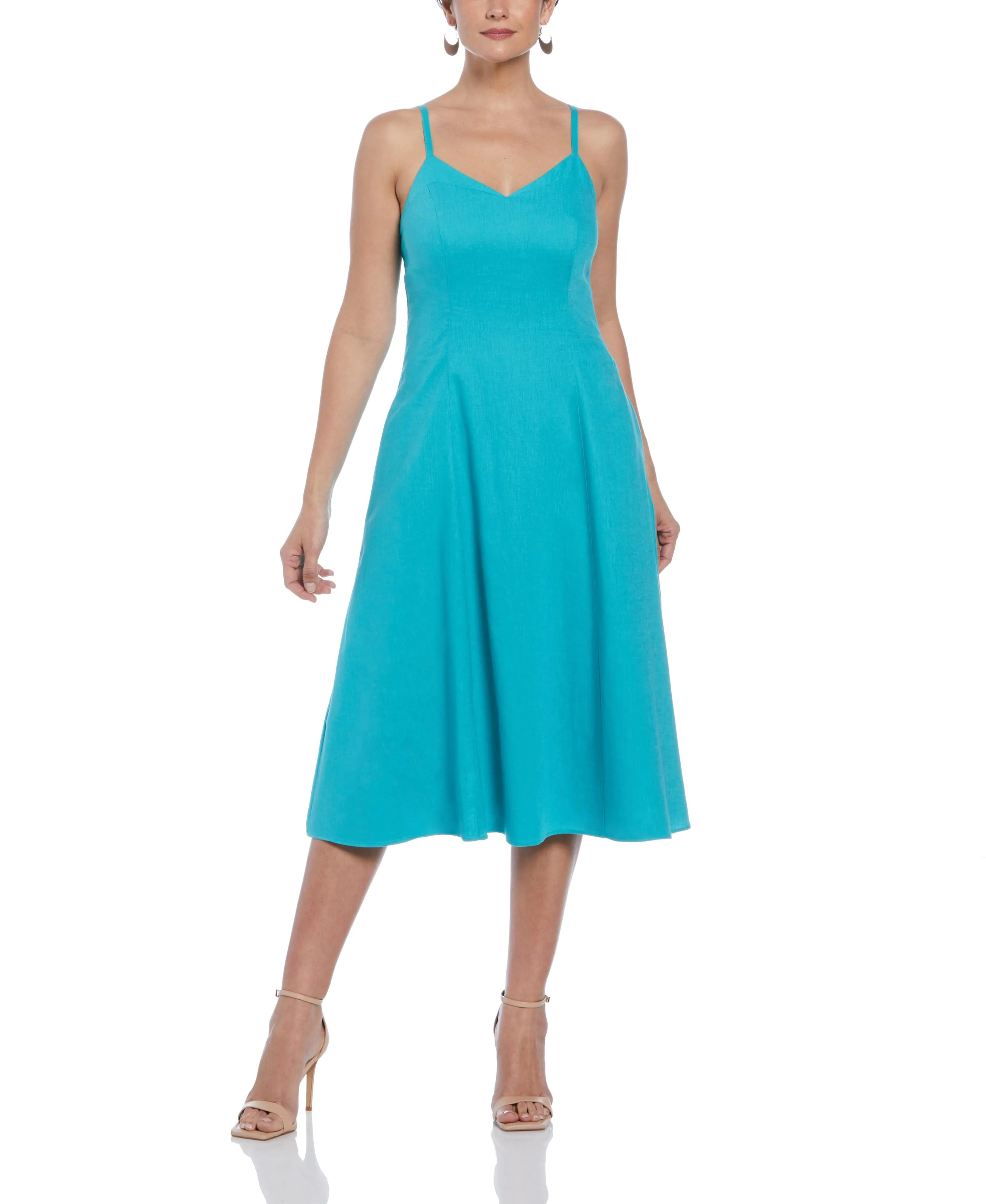 Linen Blend Thin Strap Midi Dress