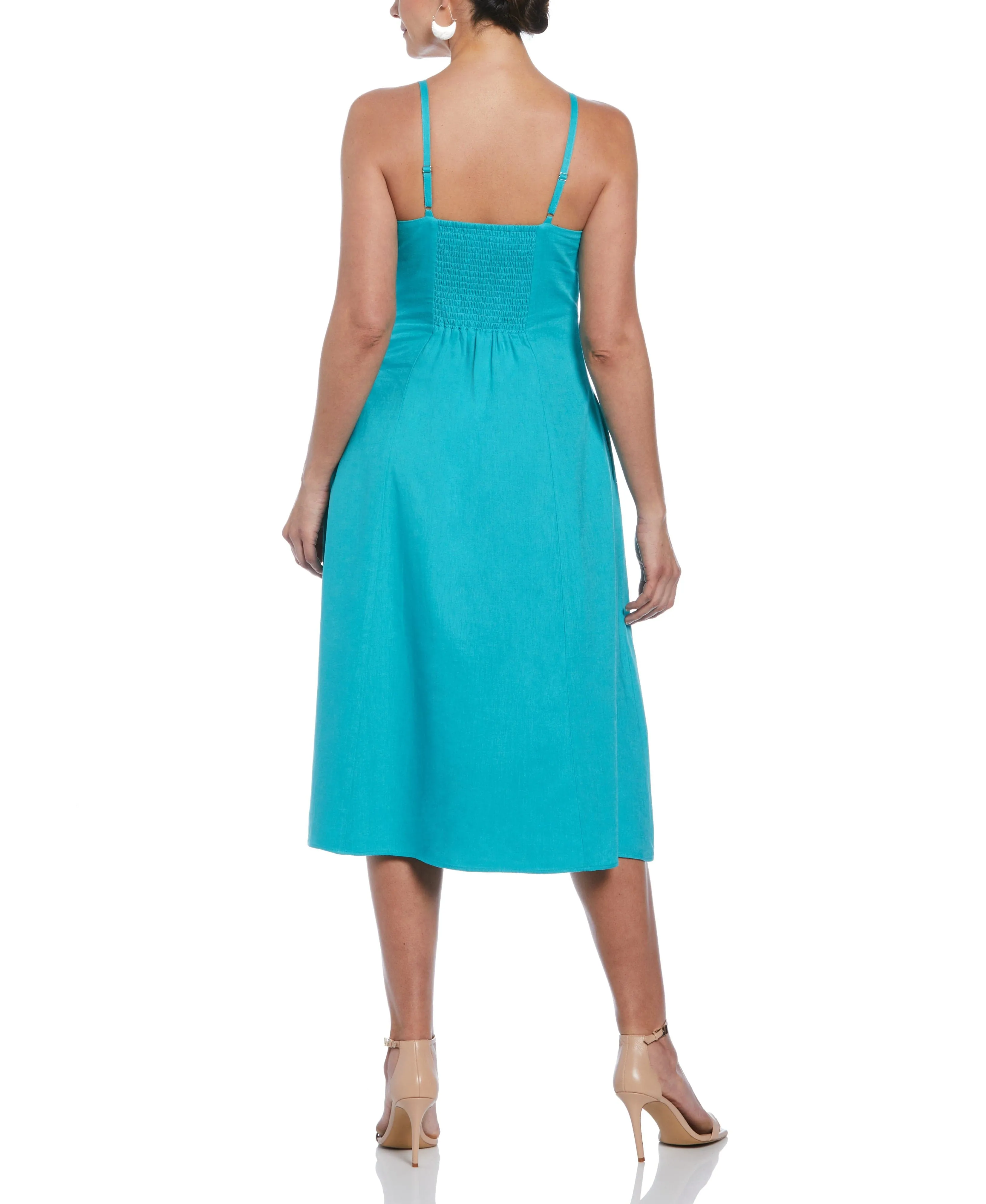 Linen Blend Thin Strap Midi Dress