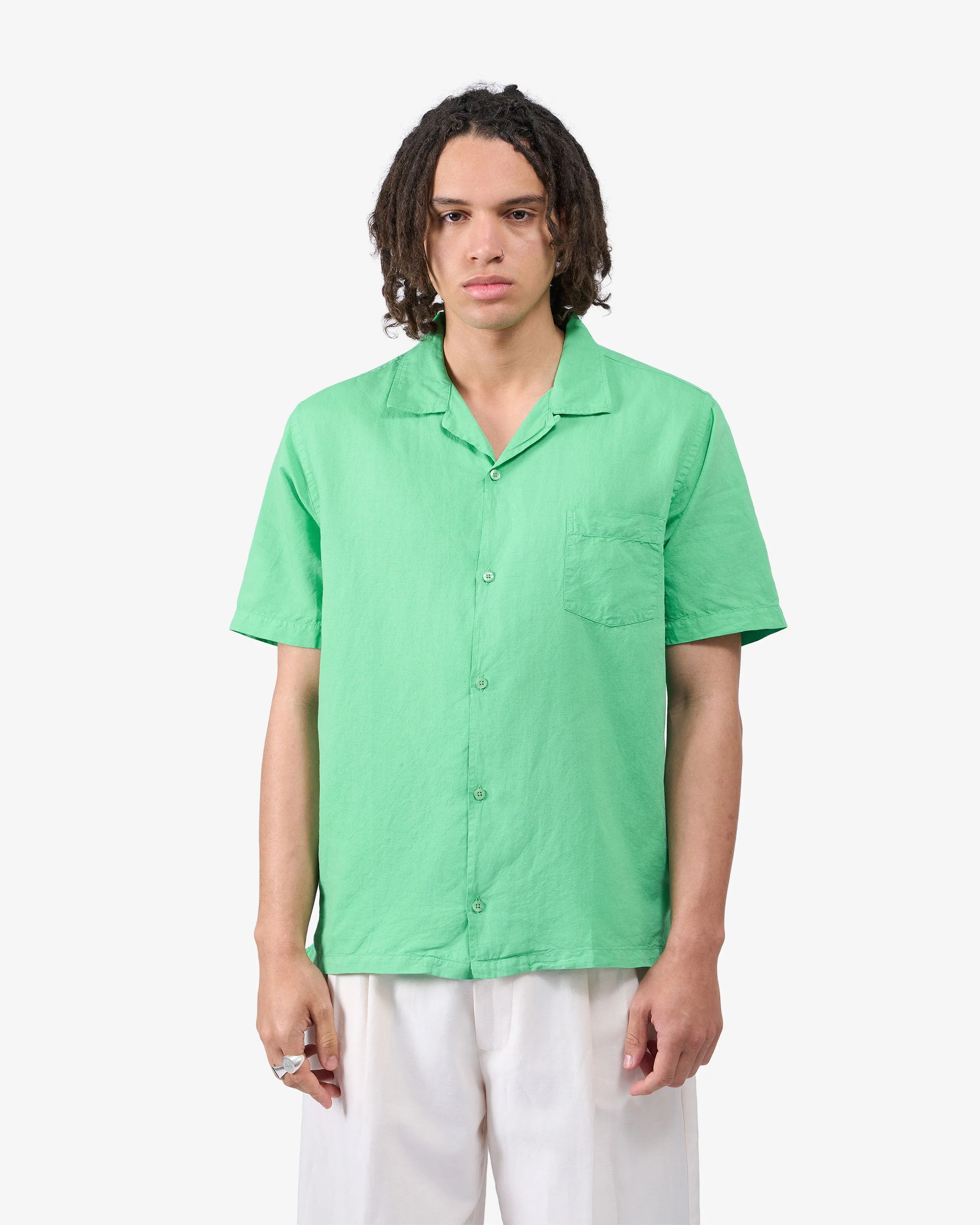 Linen Short Sleeved Shirt - Ivory White