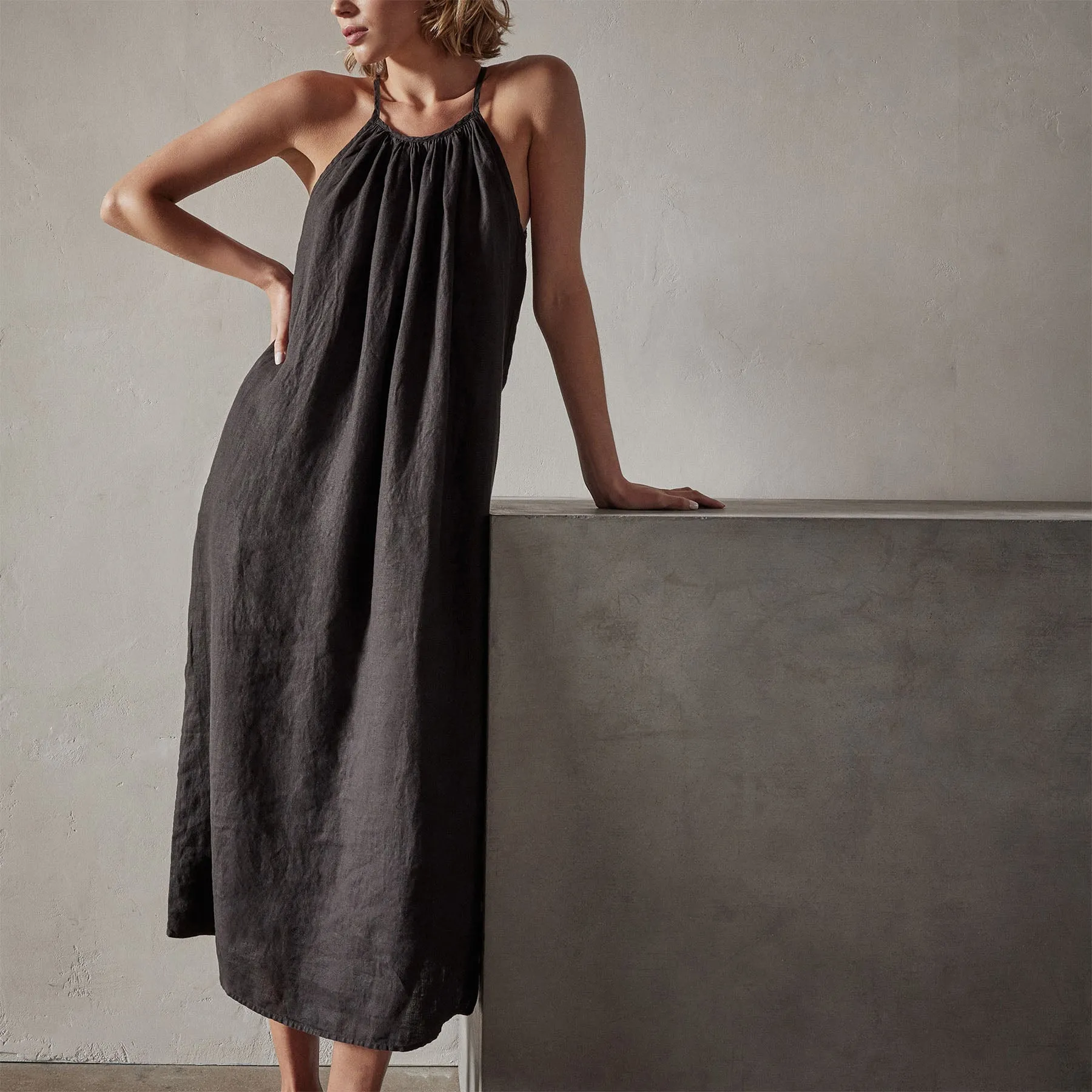 Linen Sun Dress - Black