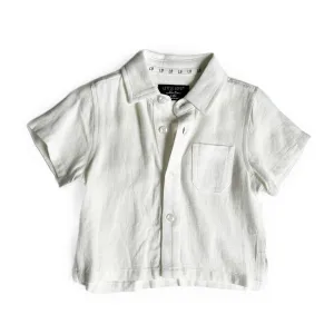 Little Bipsy Linen Button Up - White