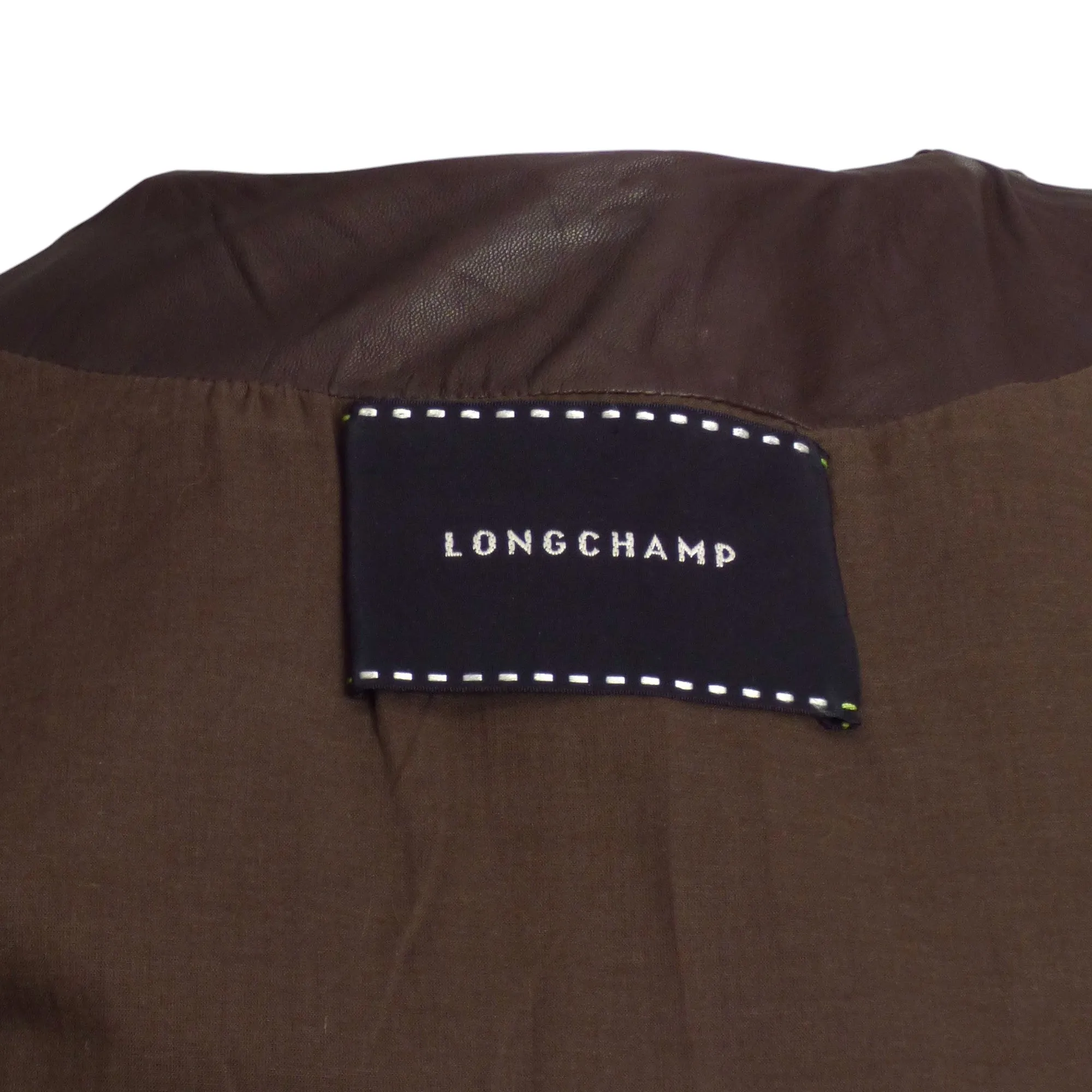 LONGCHAMP- Brown Perforated Leather Vest, Size 8