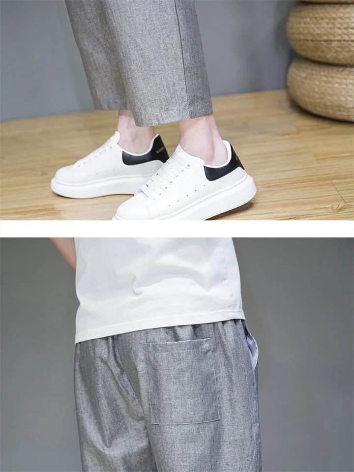 Loose Cozy Cotton Linen Ankle Length Casual Pants for Men