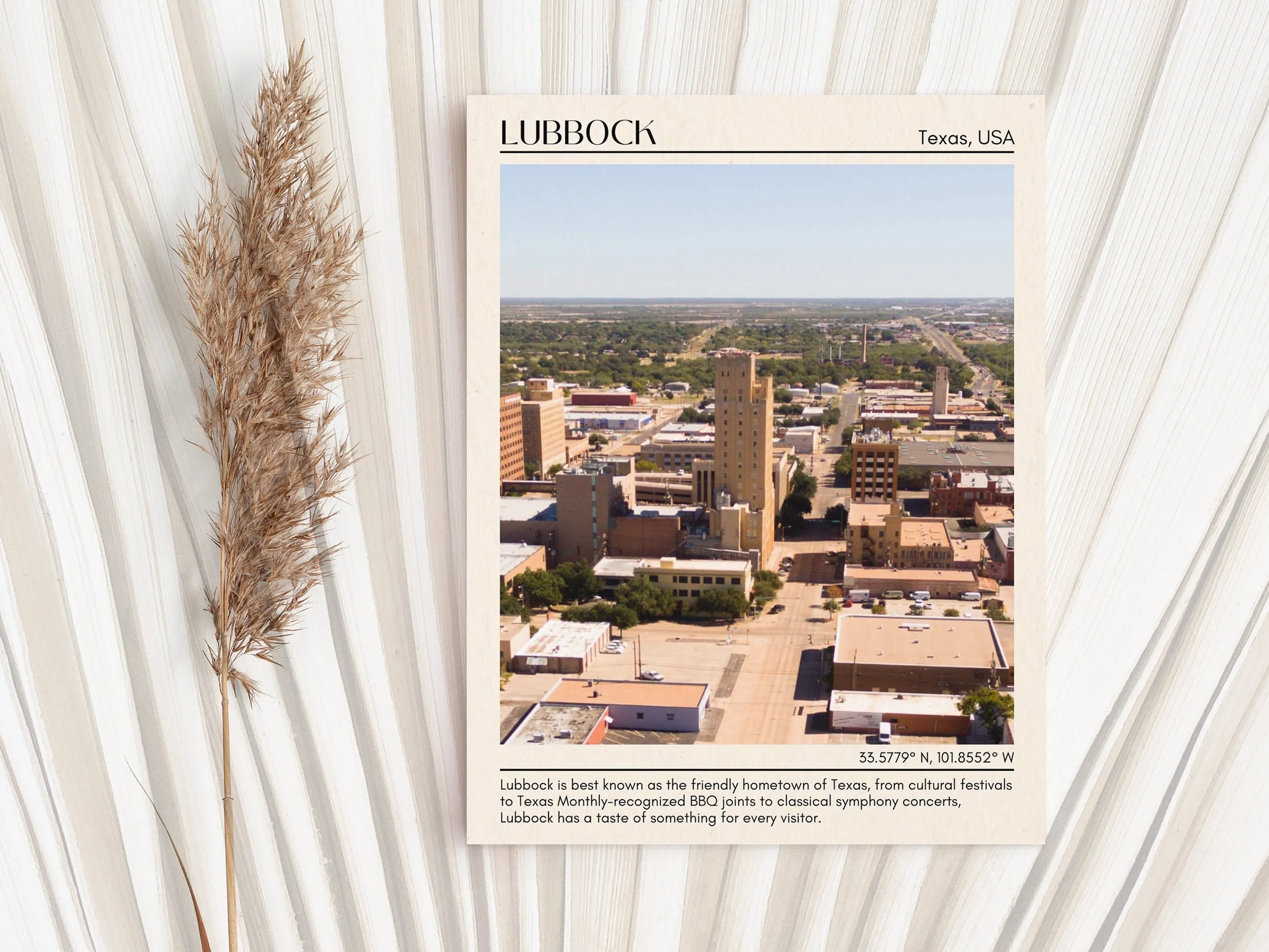 Lubbock Minimal Wall Art, Texas, USA