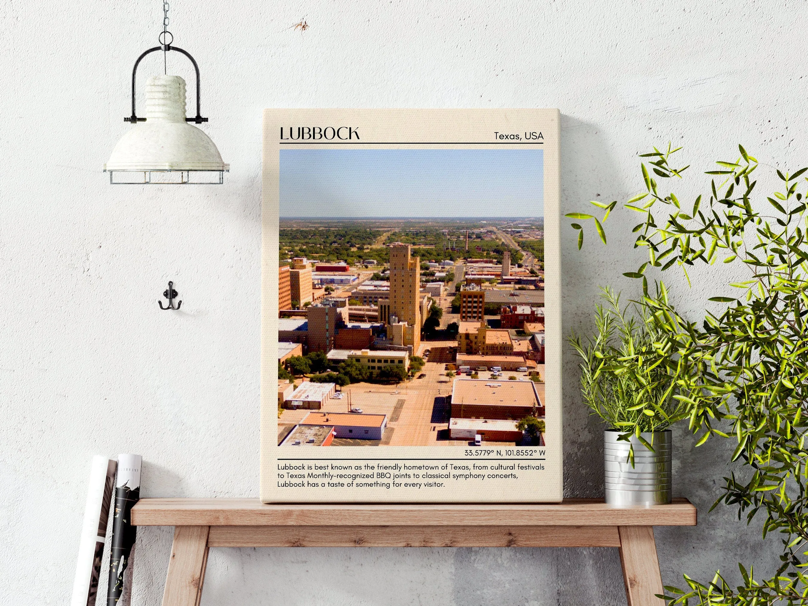 Lubbock Minimal Wall Art, Texas, USA