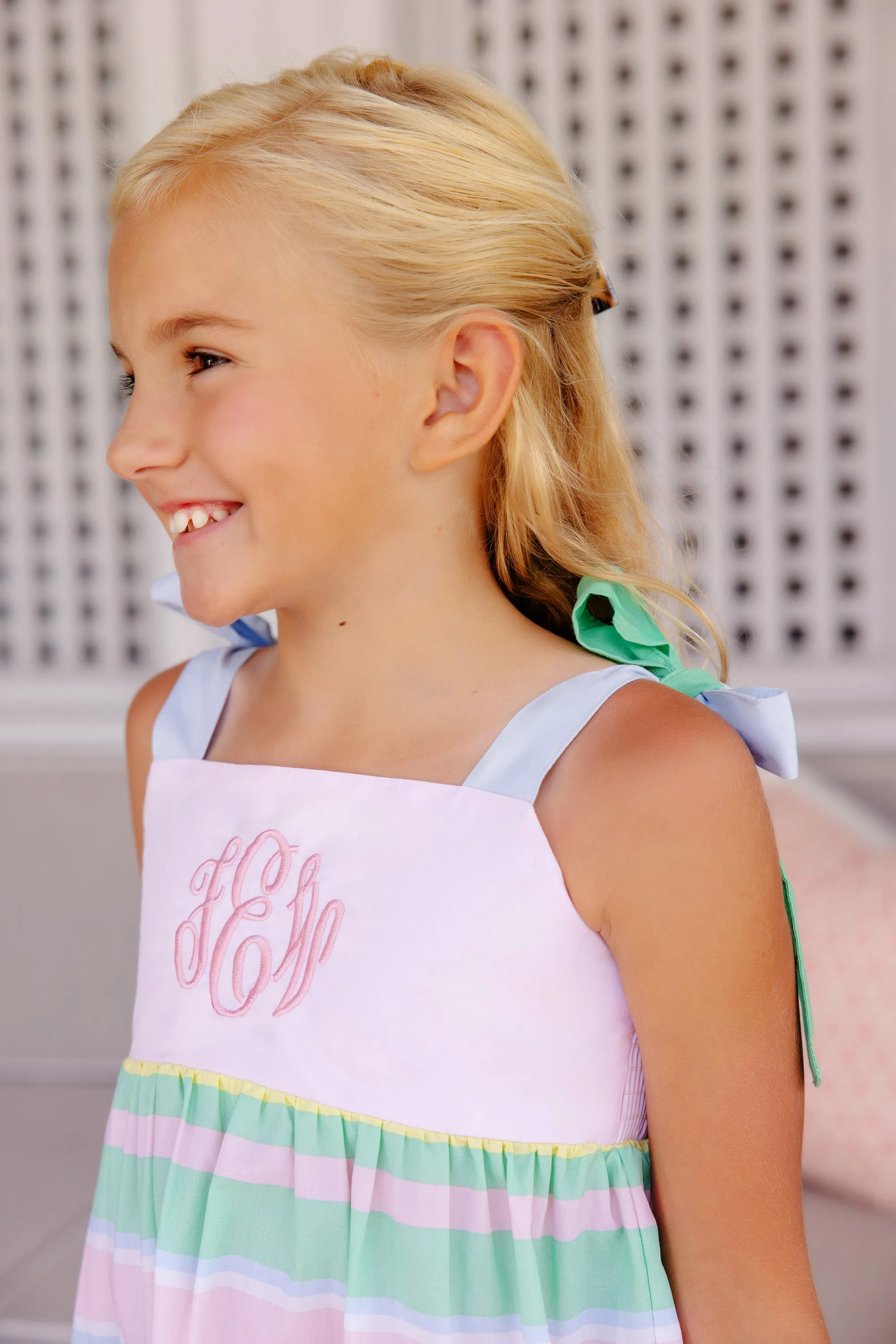 Macie Midi Dress - Sarasota Stripe with Palm Beach, Buckhead Blue, & Grace Bay Green