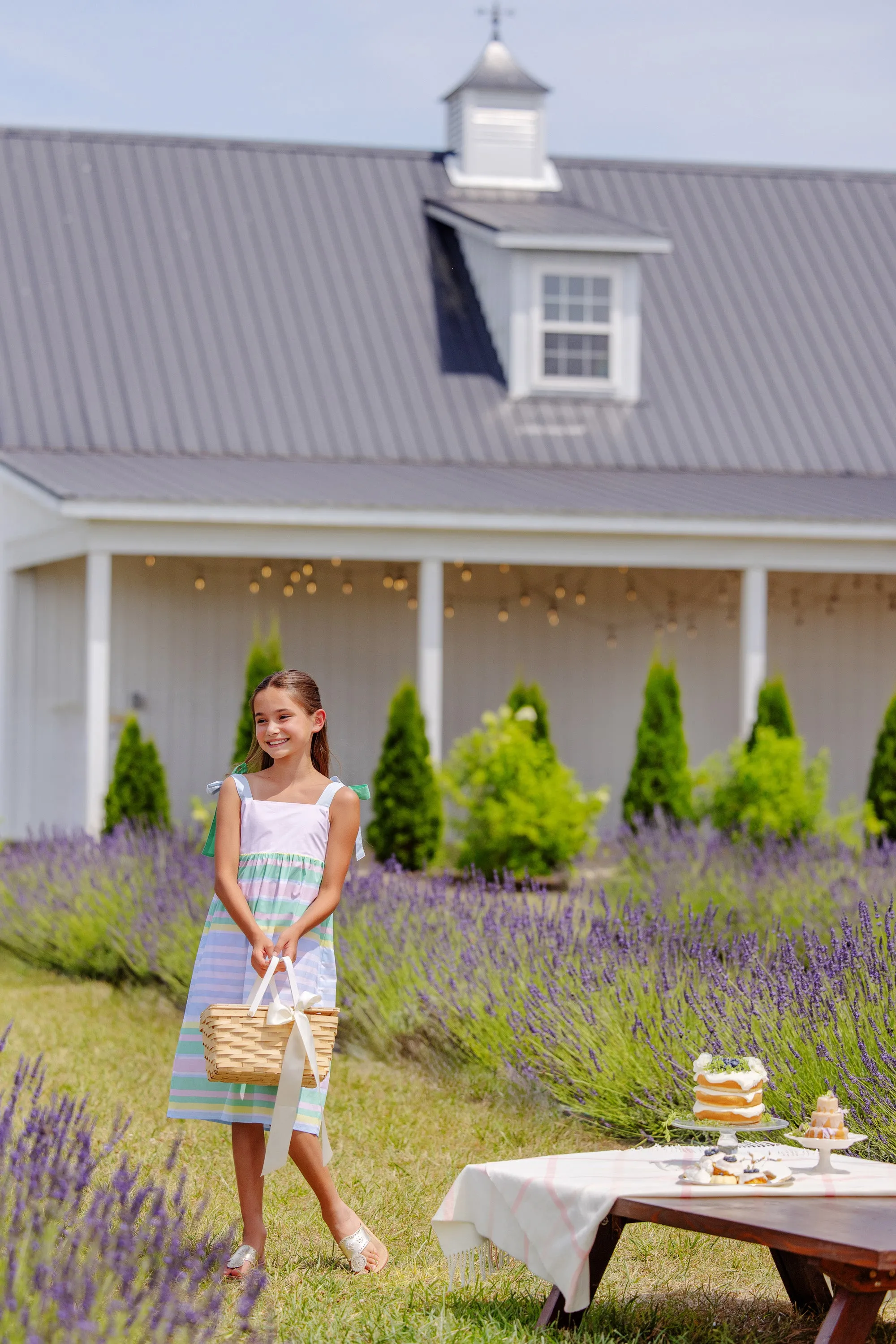 Macie Midi Dress - Sarasota Stripe with Palm Beach, Buckhead Blue, & Grace Bay Green