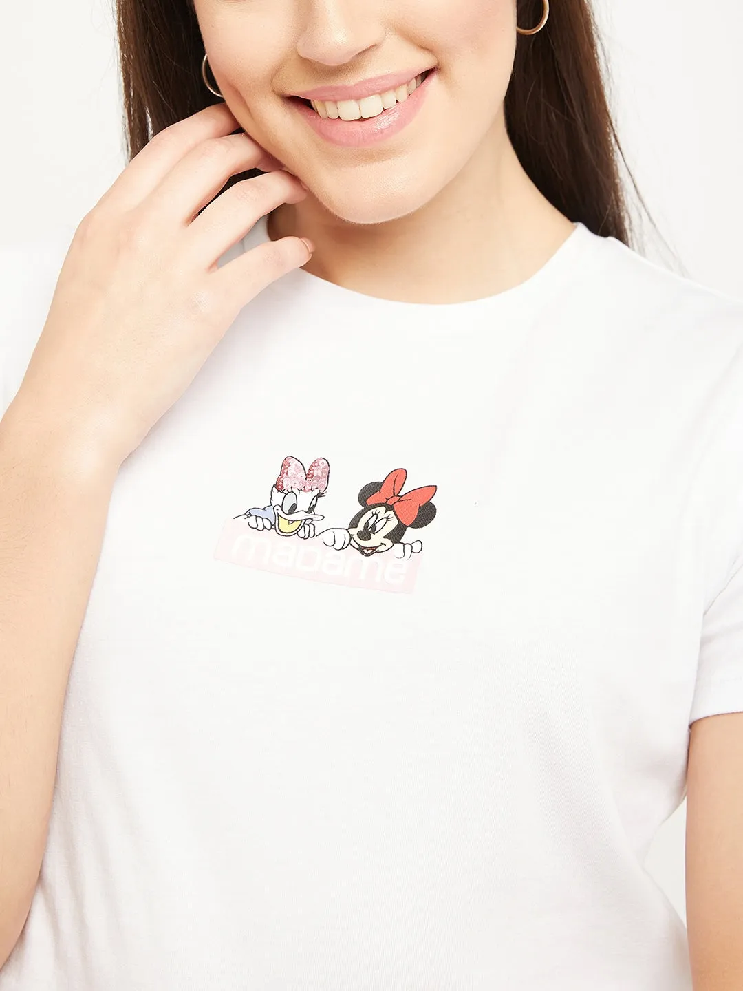 Madame Disney Minnie And Daisy White Print Top