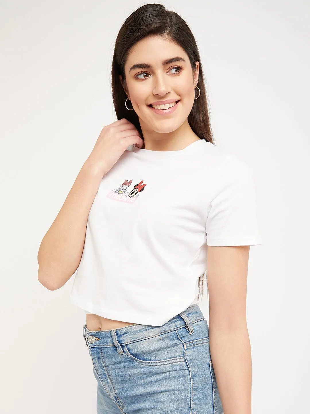 Madame Disney Minnie And Daisy White Print Top