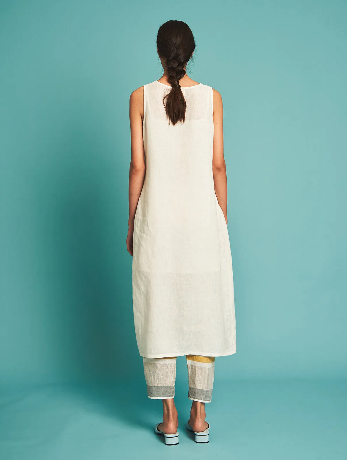 Manan   I   Niko Handloom Linen Kurta - Ivory I  Border Collection