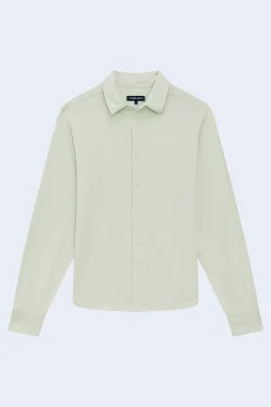 Marcio Long Sleeve Linen Blend Jersey Flame Shirt in Mineral