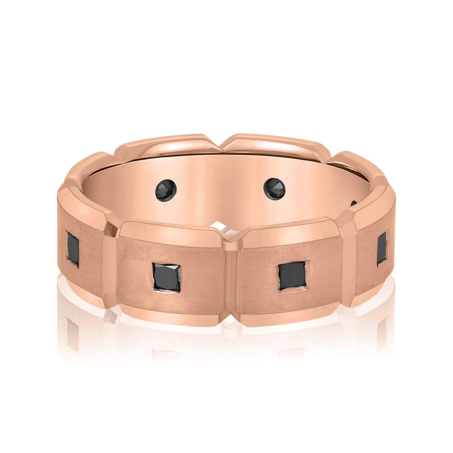 Men's Black Diamond Brick Squared Accented Wedding Band