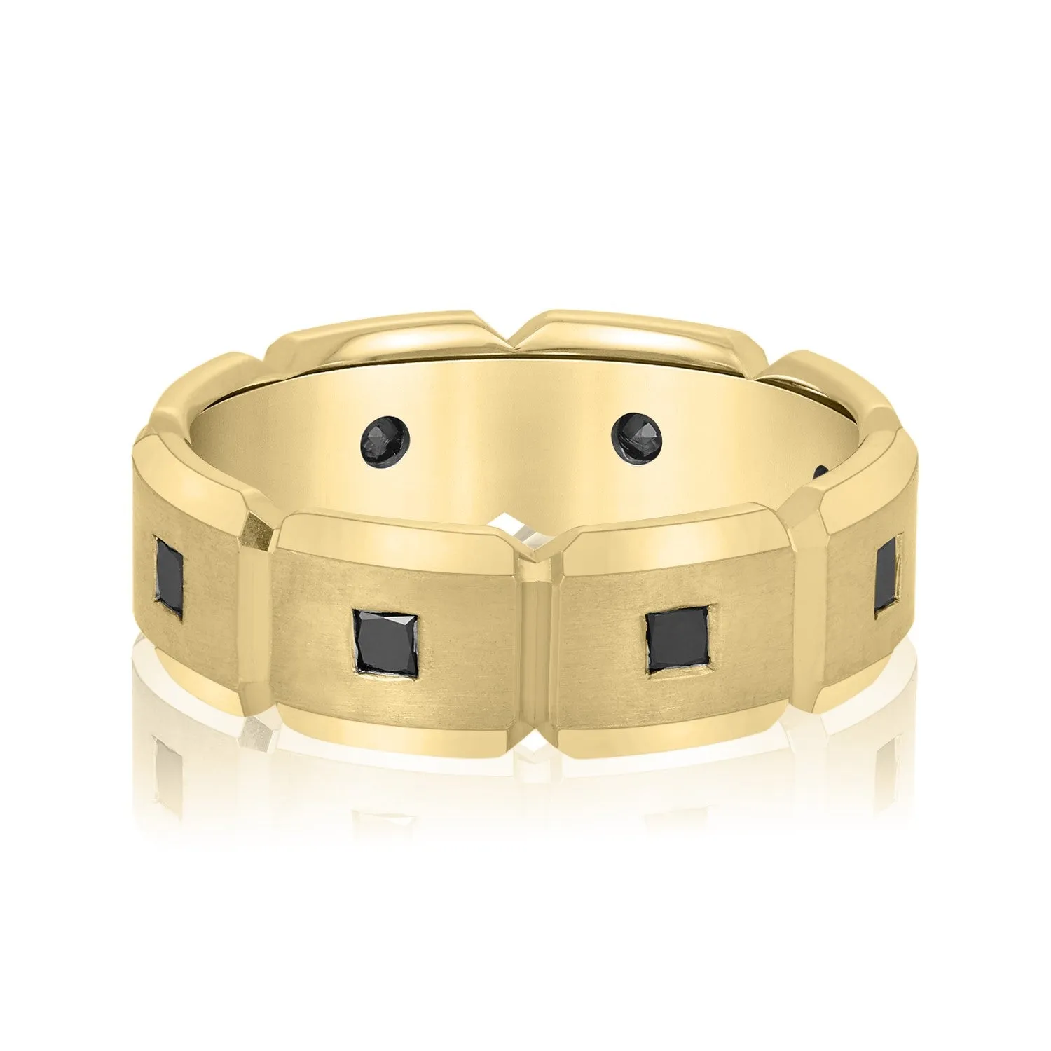 Men's Black Diamond Brick Squared Accented Wedding Band