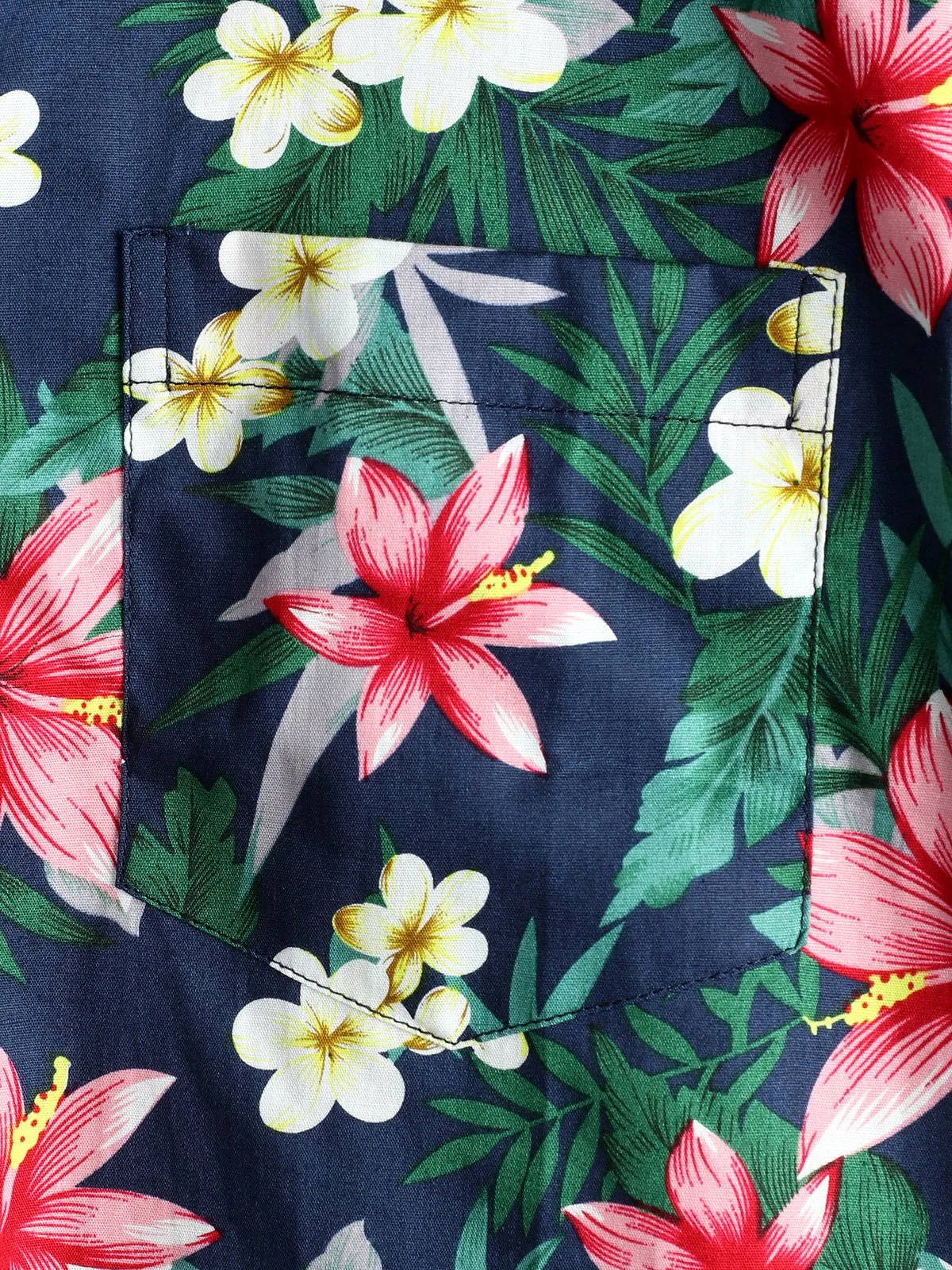 Men's Blue Tropical Floral Print Holiday Cotton Shirt