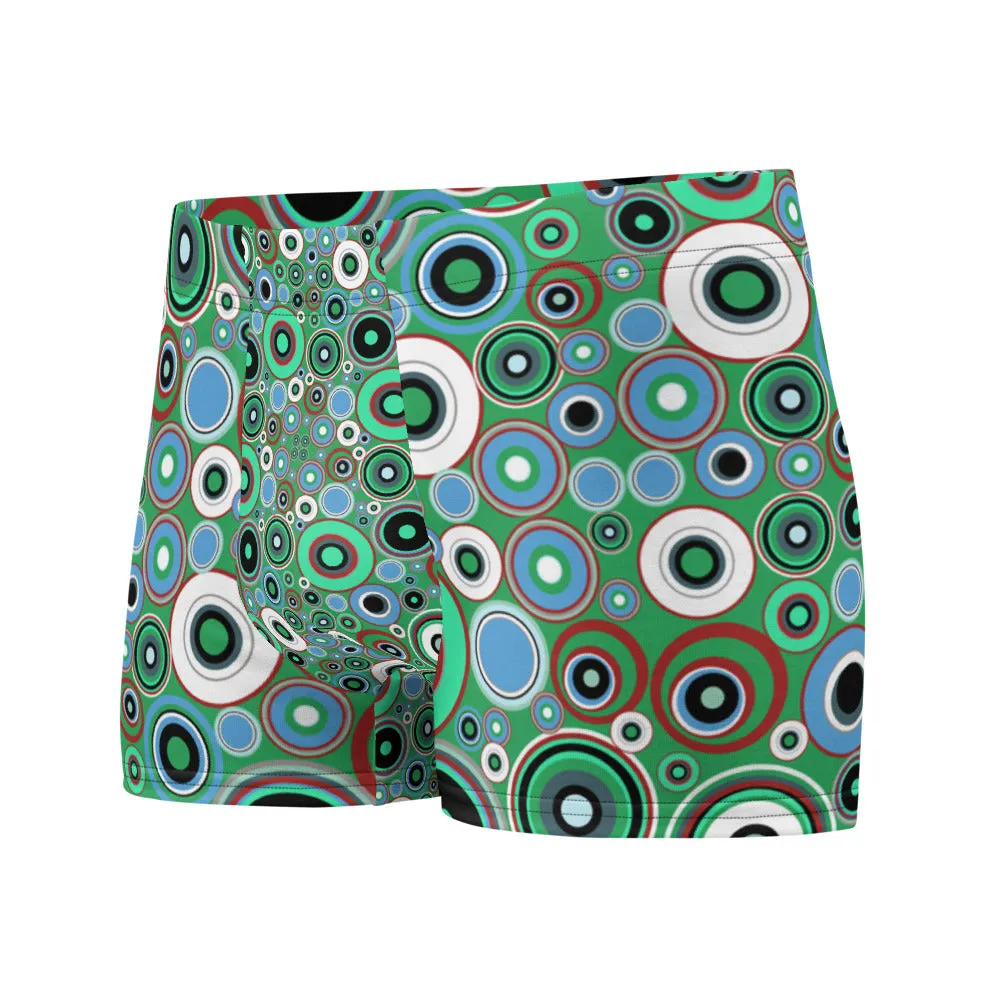 Mens Boxer Briefs | Green 60s Circle Retro Design Shapes