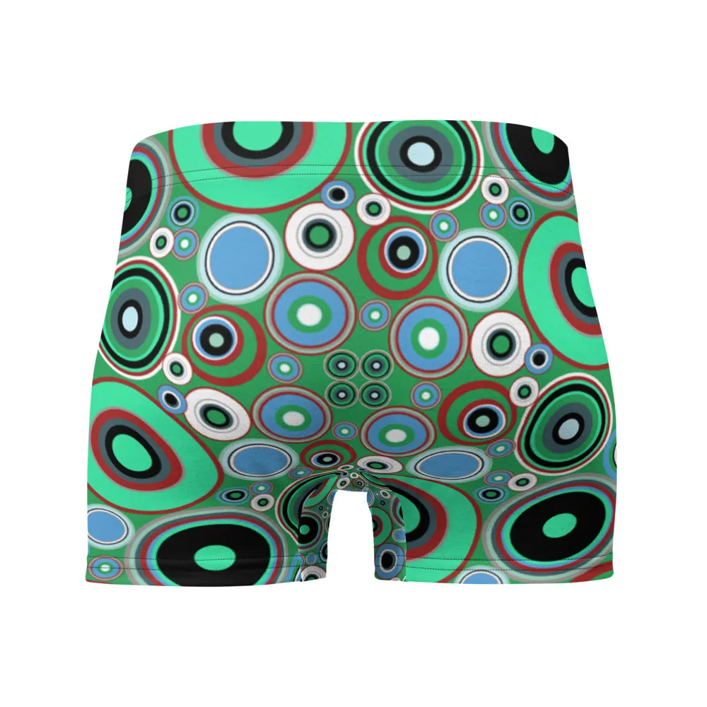 Mens Boxer Briefs | Green 60s Circle Retro Design Shapes