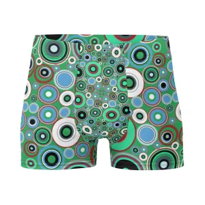 Mens Boxer Briefs | Green 60s Circle Retro Design Shapes