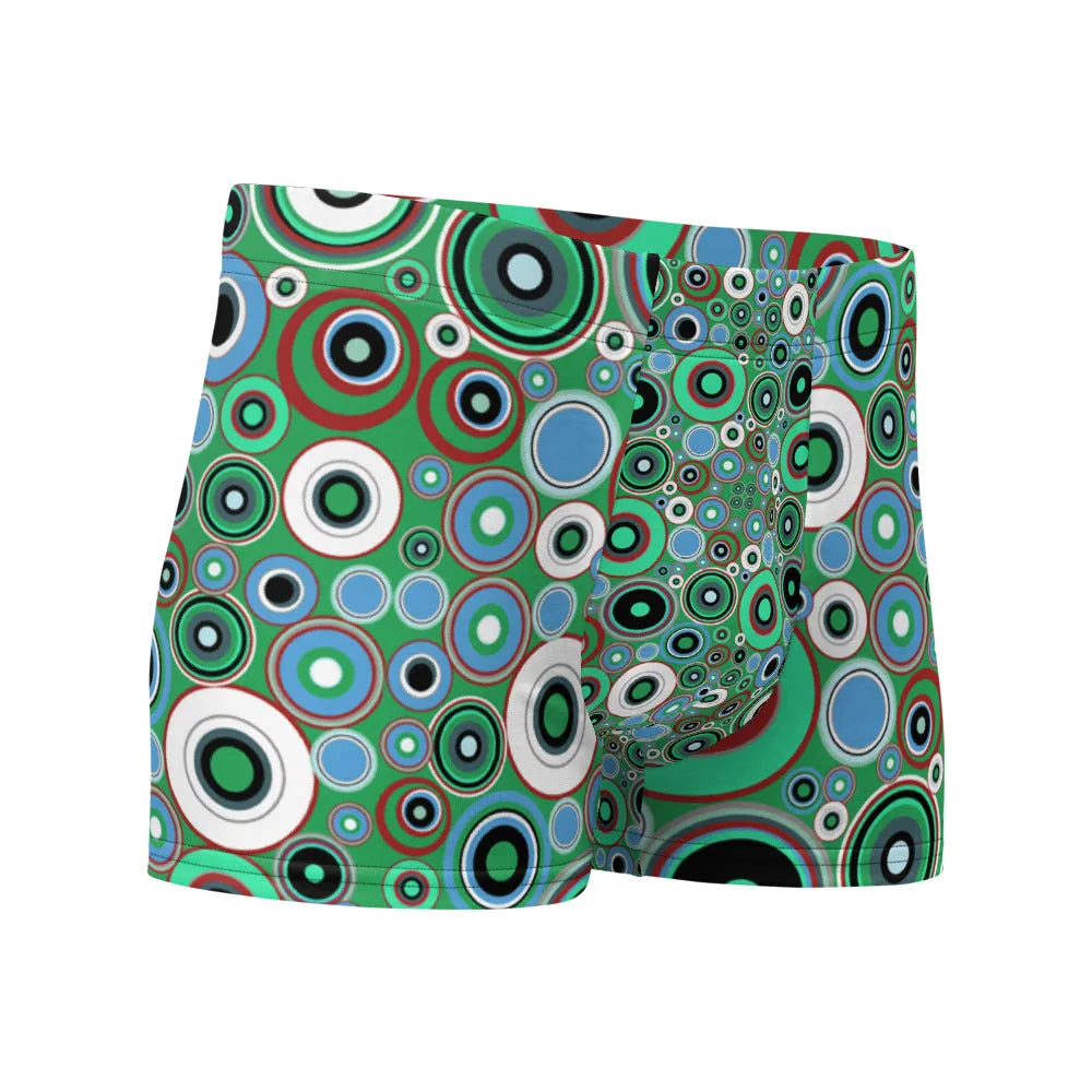 Mens Boxer Briefs | Green 60s Circle Retro Design Shapes