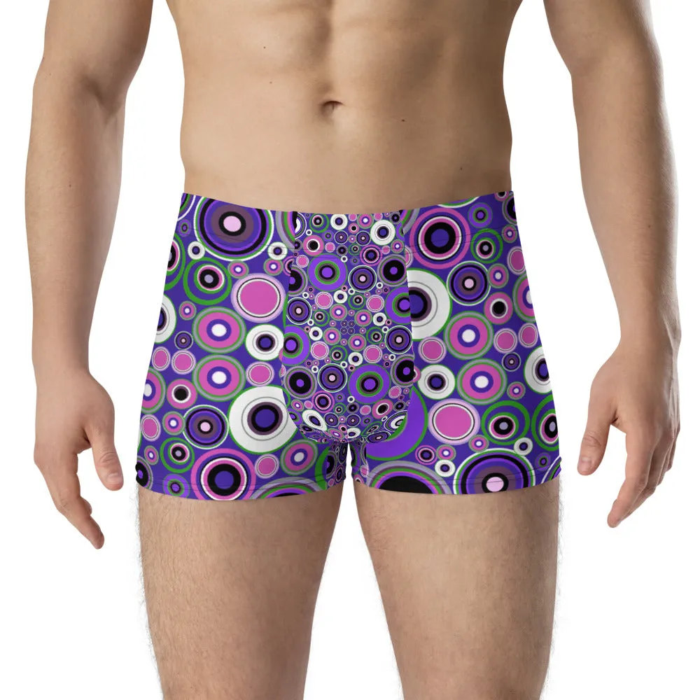 Mens Boxer Briefs | Purple 60s Circle Retro Design Shapes