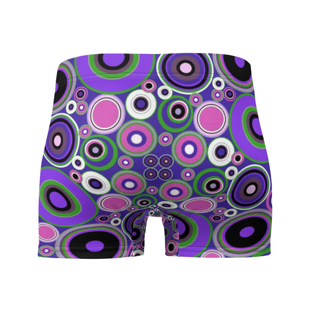 Mens Boxer Briefs | Purple 60s Circle Retro Design Shapes