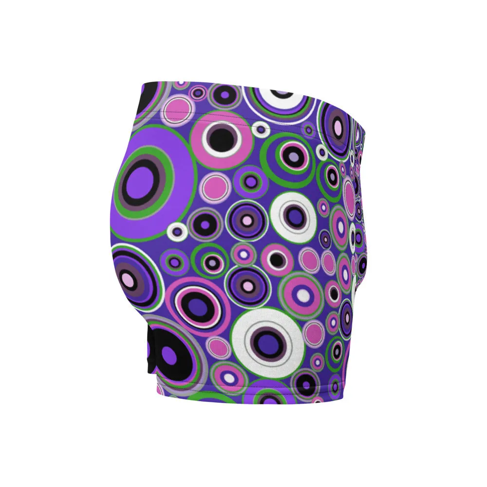 Mens Boxer Briefs | Purple 60s Circle Retro Design Shapes