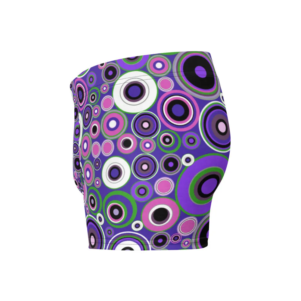 Mens Boxer Briefs | Purple 60s Circle Retro Design Shapes