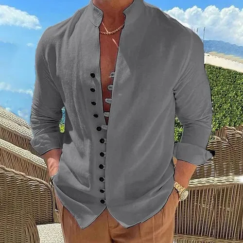 Men's Breathable Linen Shirts for Men - Long Sleeve Cotton Blend, Stylish and Comfortable