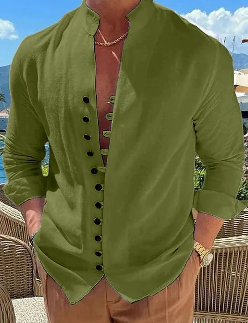 Men's Breathable Linen Shirts for Men - Long Sleeve Cotton Blend, Stylish and Comfortable
